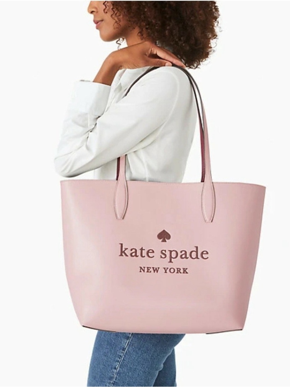 kate spade Glitter On Rose Smoke Leather Large Reversible Tote K4742 NWOT